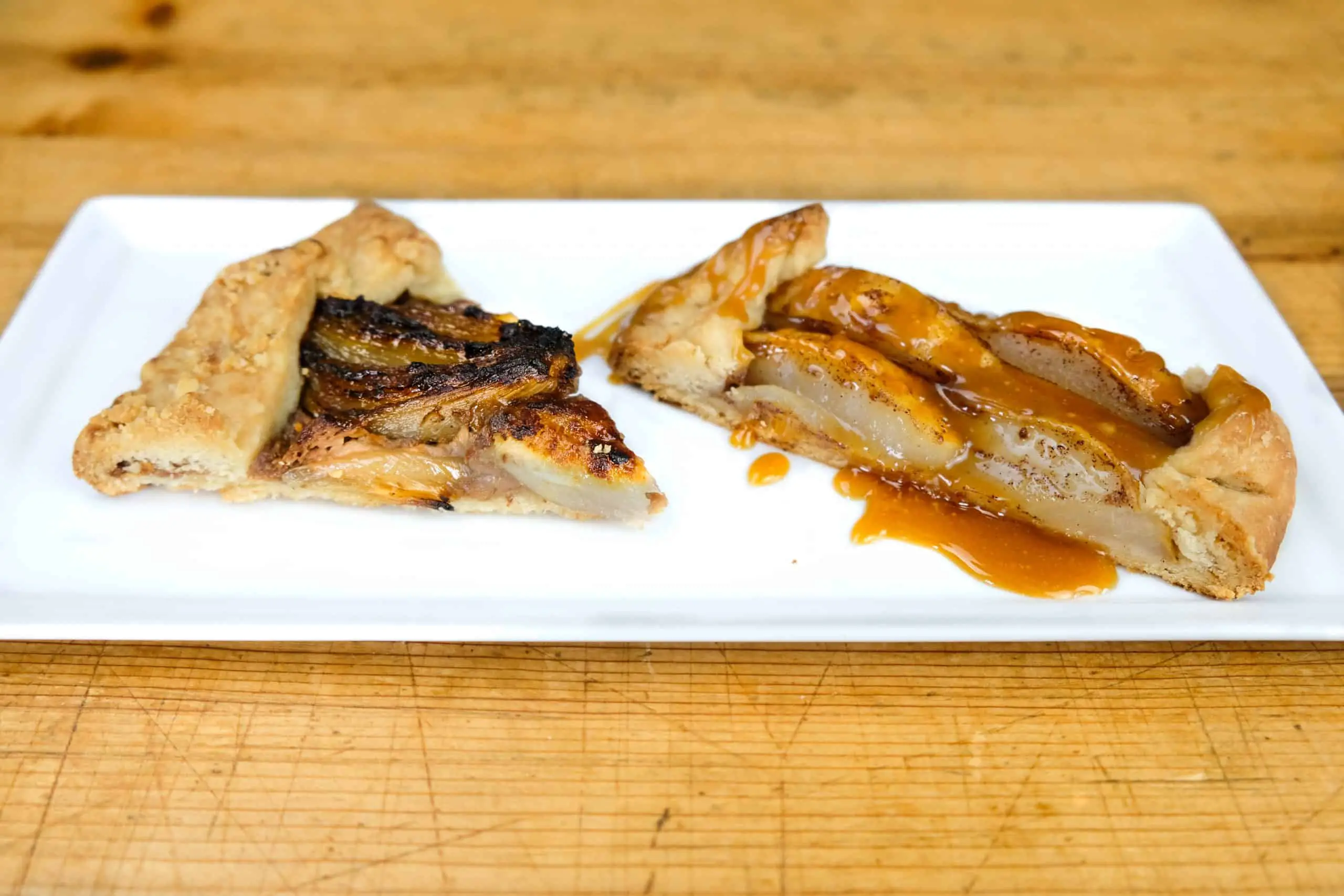 Crostata Recipes 2 Ways: Pear with Carmel Sauce – Miso Glazed Onion
