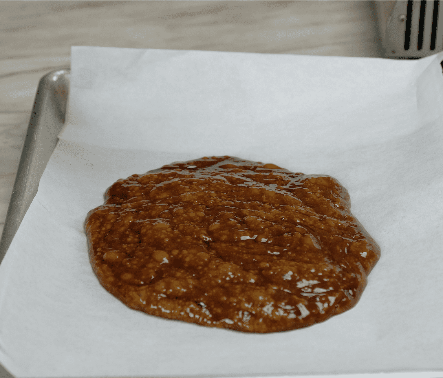 COOKED TOFFEE ON BAKING SHEET