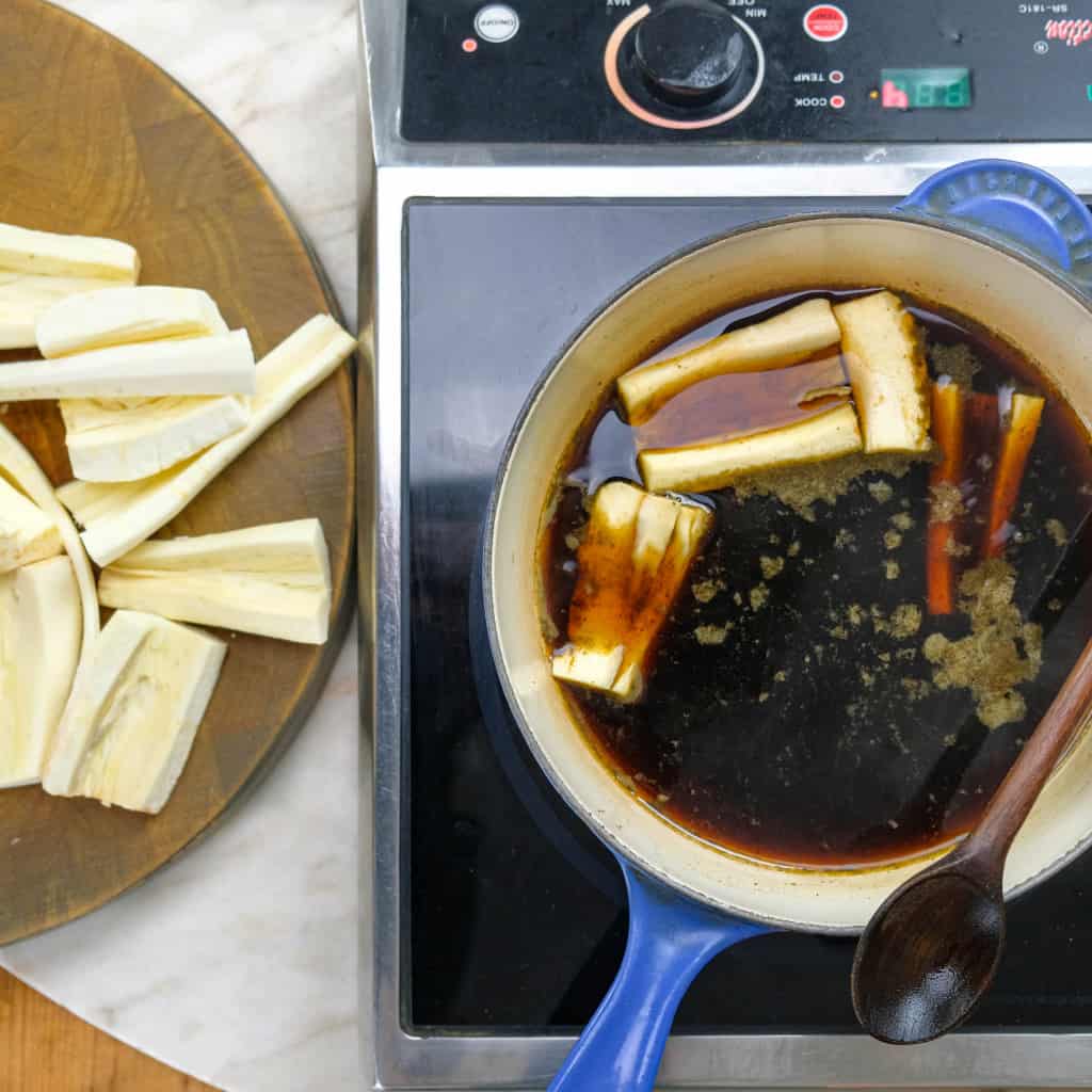 POACHING PARSNIPS for vegetable kung pao