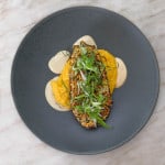 VEGAN MASCARPONE POLENTA AND GARLIC CRUSTED ROASTED EGGPLANT