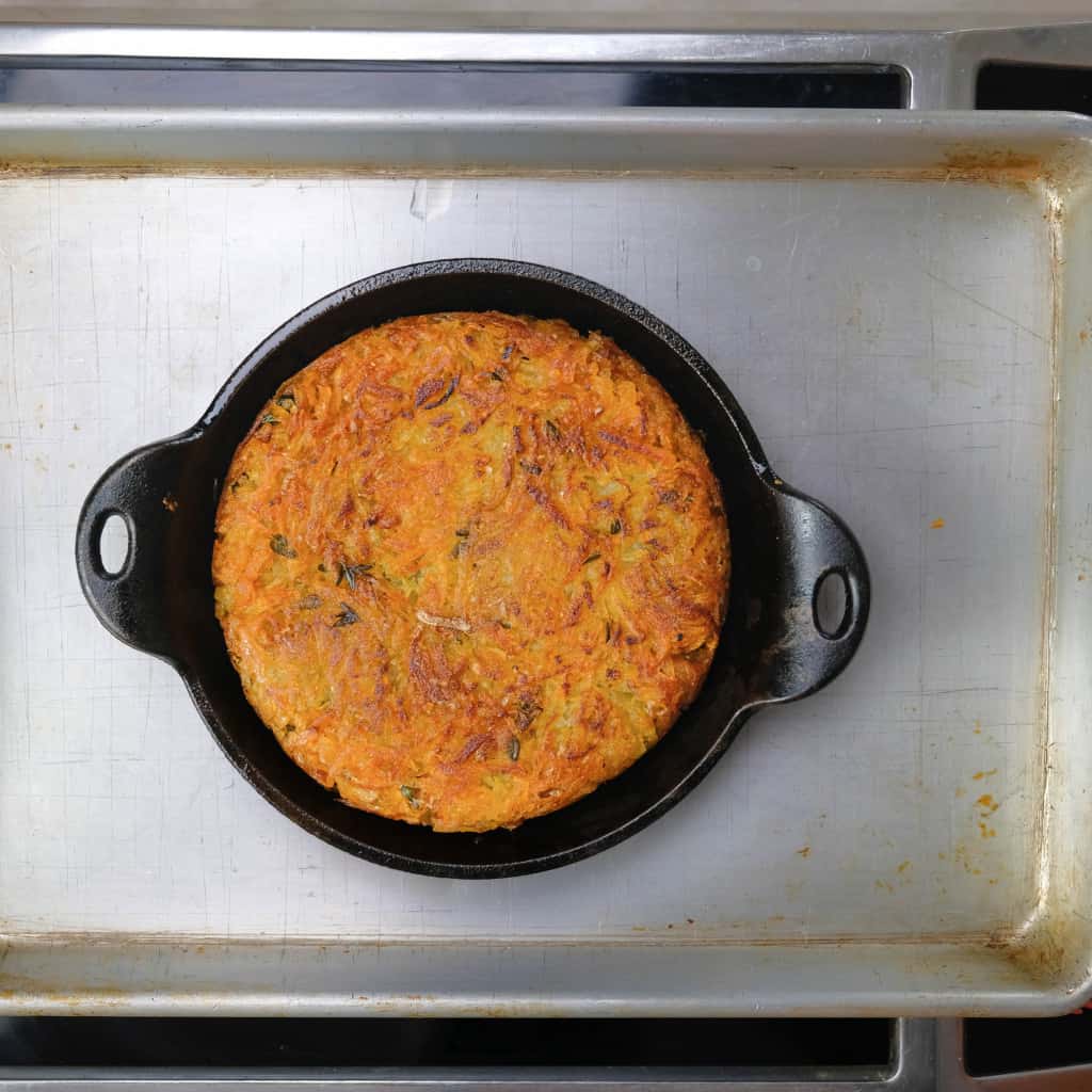 COOKING CRISPY POTATO ROSTI ON ONE SIDE