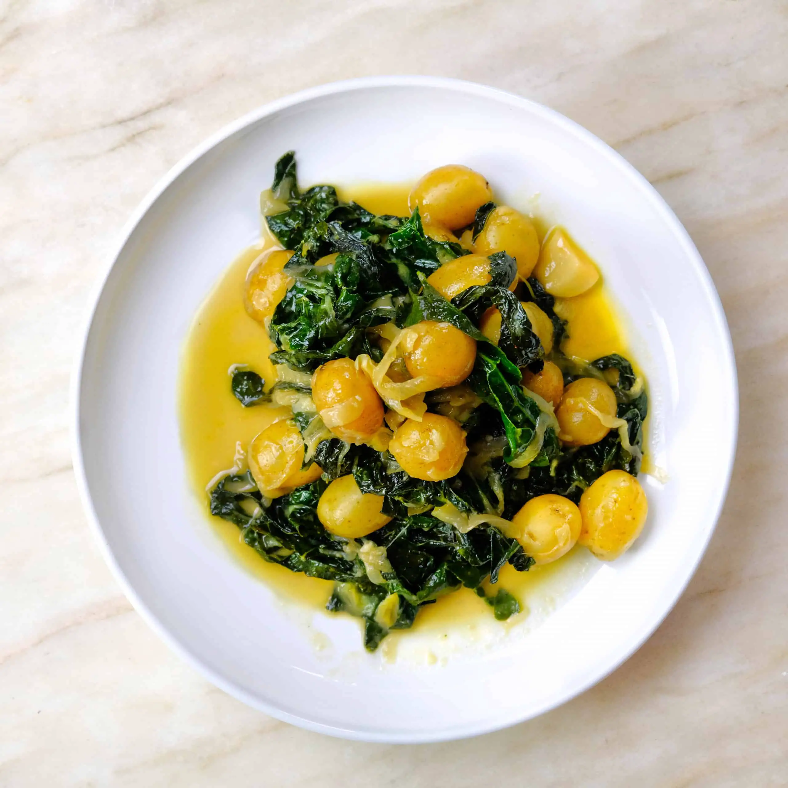 Baby Dutch Potatoes with Braised Tuscan Kale