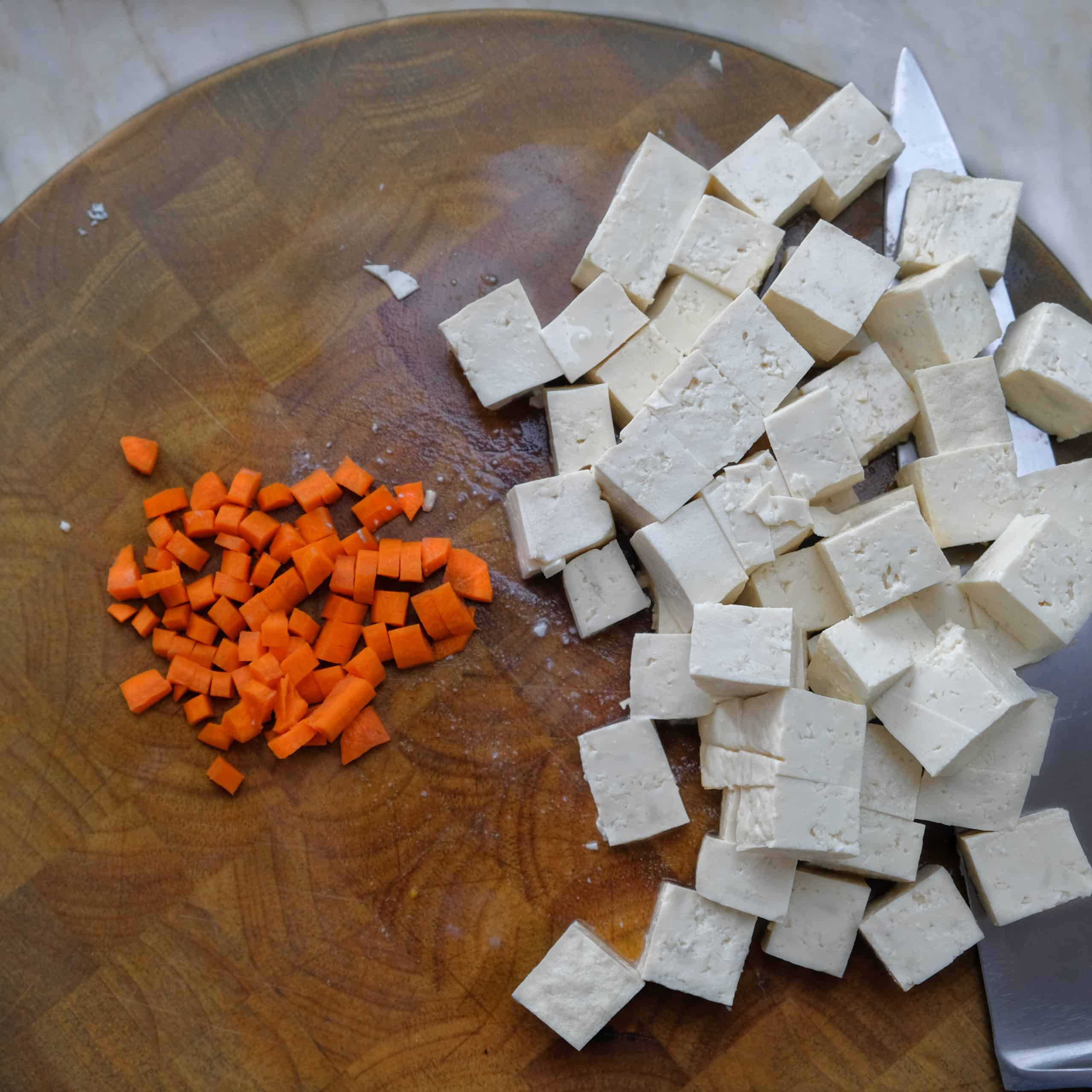 JAPANESE MAYO INGREDIENTS TOFU AND CARROT DICED