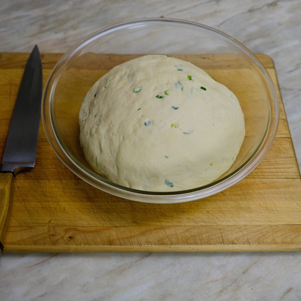 PROOFED SCALLION BRIOCHE DOUGH