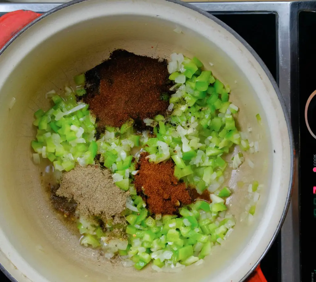 cooking spices, celery , onion ingredients for vegan sloppy joes